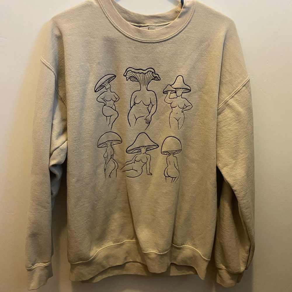 Mushroom lady crewneck sweater